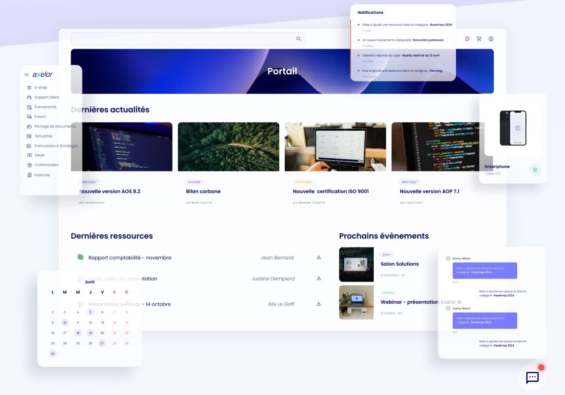 Axelor-ERP-portail-web axelor ERP portail web clients intranet extranet screenshot